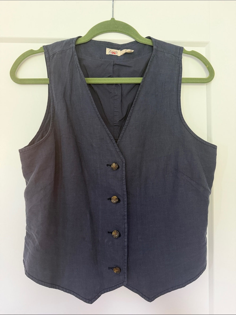 Faherty Navy Button-Front Cotton Vest